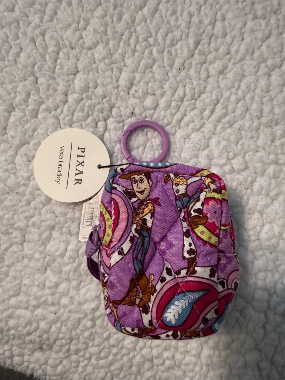 Vera Bradley Purple Toy Story Quilted Mini Keychain Pouch